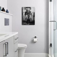 Funny Bathroom Wall Art Set of 2 – Black and White Vintage Humor Bathroom Wal…