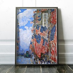The Fourth of July 1916 by Childe Hassam USA America Flag Wall Art Poster Print