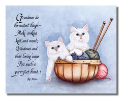 What Grandmas Do Poem with Cats and Yarn Basket Wall Picture 8×10 Art Print
