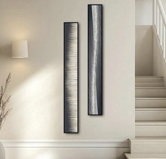 Framed Long Narrow Vertical Wall Art Set of 2, Modern