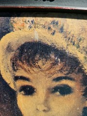 Vintage Renoir Style Lady Portrait Print Ornate Black Plastic Frame Decor Art