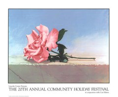 JOHN KELLEY Andalusia Rose 33″ x 40″ Serigraph 1990 Contemporary Pink, Green, Bl
