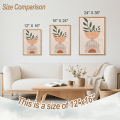Boho Geometric Framed Canvas Wall Art Set of 3, Modern Minimalist Wall Decor, Bo