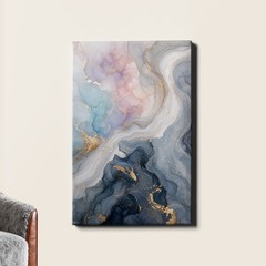 Abstract pastel mist marble with gold veins Wall Art soft dreamy texture