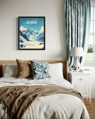 Colorful Alaska Glaciers Art Print Poster – Perfect for Living Room & Bathroom