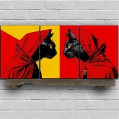 3pcs Charming Black Cat Trio Metal Print Ready to Hang Art