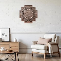 Sri Yantra Wall Art Wooden Sacred Geometry Decor, Handcrafted Sri Chakra Wall…