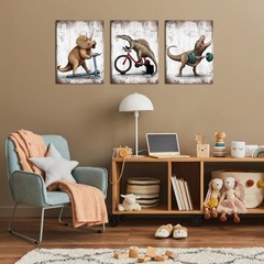 Dinosaur Canvas Wall Art Fitness Modern Gallery Wrapped Prints Teen Room