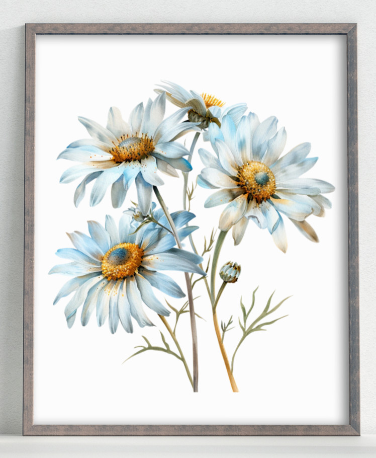 Floral Wall Art Print, Daisies Wall Art Decor, Botanical Home Wall Art Print #58