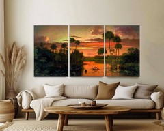 Florida Sunset Wall Art by Martin Johnson Heade Art, Canvas Art Print 48″x24″