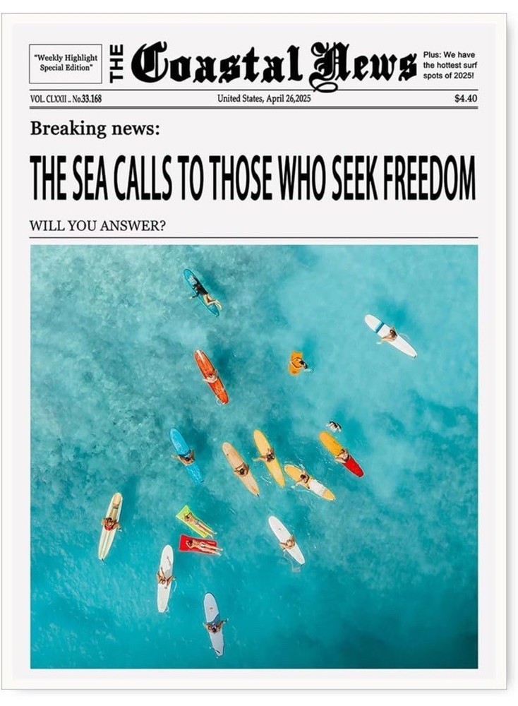 The Coastal News The Sea Calls To Those Who Seek Freedom 11×14 Canvas Art Poster