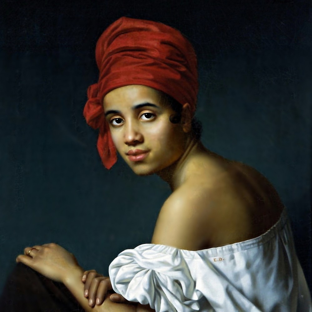 Painting Creole in a Red Turban by J. Amans. People Repro Giclee