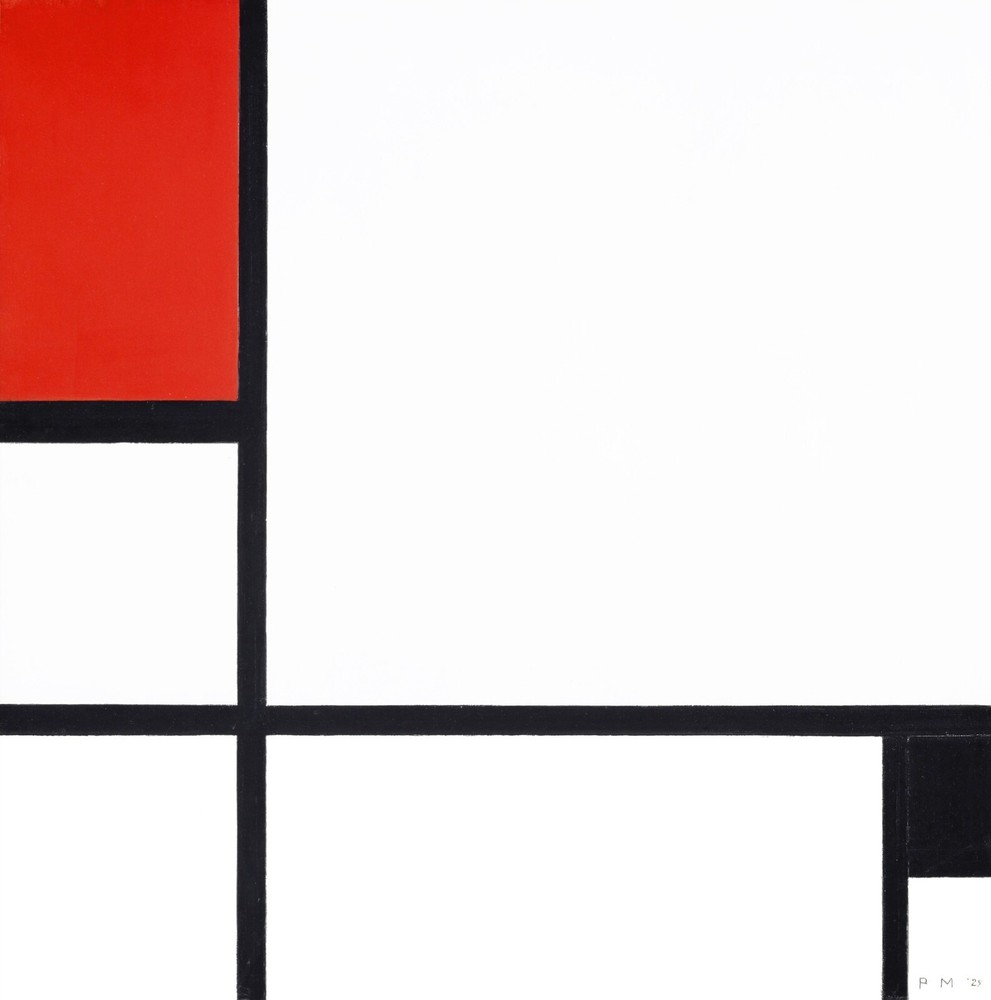 14252.Decor Poster.Room wall art design.Piet Mondrian painting.Red white black