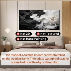 Large Abstract Black and White Wall Art for Living Room, Modern Minimalist Ne…