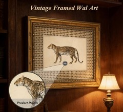 Vintage Gold Framed Leopard Wall Art,Cheetah Safari Wall Decor,Classic Wildli…