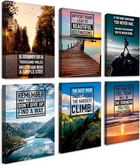 Set of 6 Framed Motivational Canvas Prints – 11×17 Inch Inspirational Wall Art
