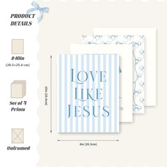 LARTSFRO Coquette Blue Bow Jesus Wall Art Decor Posters, 8X10in, blue bow