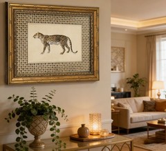 Vintage Gold Framed Leopard Wall Art,Cheetah Safari Wall Decor,Classic Wildli…