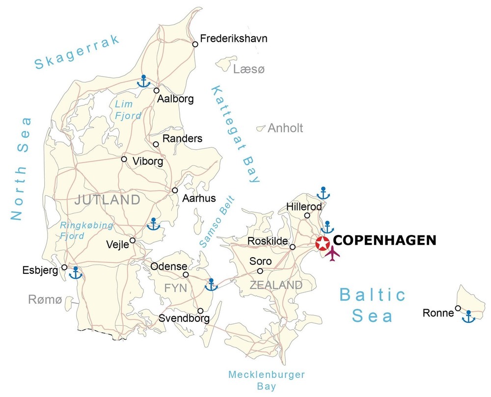 Denmark Road Map GLOSSY POSTER PICTURE PHOTO PRINT BANNER 12437