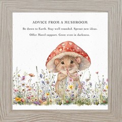 Advice from a Mushroom – Funny Mouse Spring Art – Framed Wall Decor