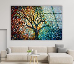 Colored Tree Glass Wall Art