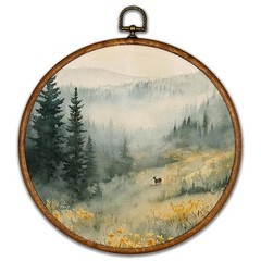 BCUANGD Vintage Forest Round Wall Art Decor – Retro Floral Botanical Wall Art…