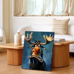 Canvas Funny Moose Portrait Rustic Animal Painting Home Room Elegant Boho Print