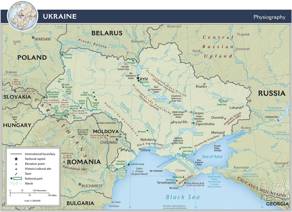 2022 Physiography CIA Map of Ukraine Geography Homeschooling History Poster