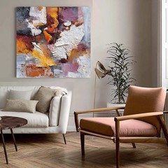 Pink Modern Art Abstract Hand Painted Oil Painting Canvas Wall Mural Aesthetic