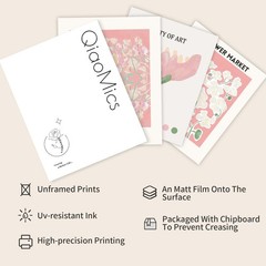 QIAOMICS Pink Flower Market Wall Art Prints,Cute Matisse 8 x 10 inches, A