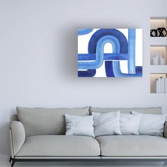 Grace Popp ‘Woven Cobalt I’ Wrapped Canvas Art Modern Contemporary 19in x 14in