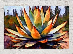 Desert Cactus Canvas Agave Plant Southwest Art Landscape Print Living Room Decor