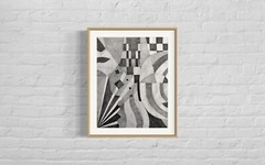 Abstract Illustration Pencil Art 8x10in Modern Geometric Art on Paper