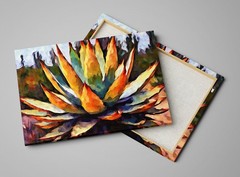 Desert Cactus Canvas Agave Plant Southwest Art Landscape Print Living Room Decor