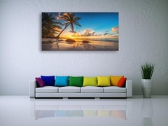 Sunset Beach Palm Trees Canvas Painting Home Decor Poster Mural24″x36″DIY Framed