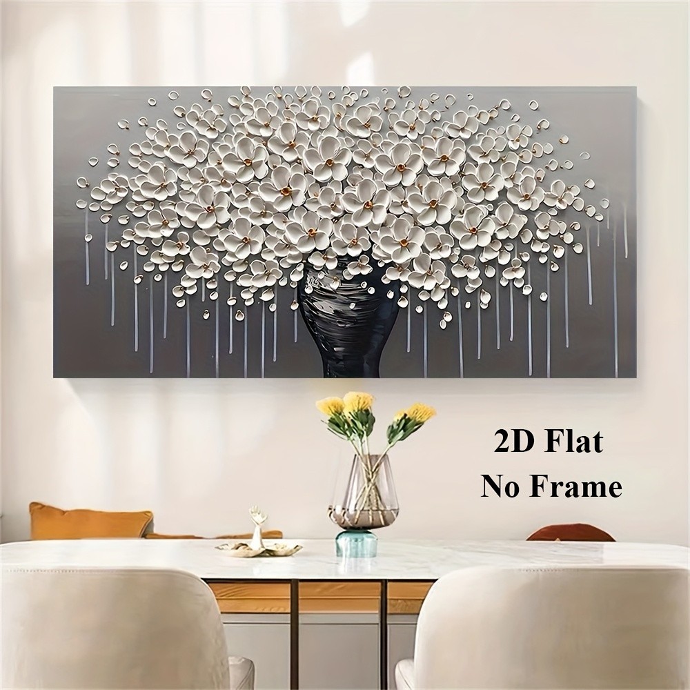 Frameless Golden Tree Flower Canvas, Minimalist Modern Wall Art Decor 1 Pc