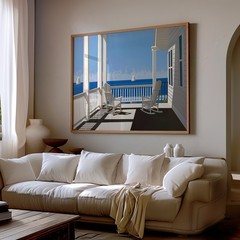 Serene coastal porch wall art. Modern nature ocean wall art.