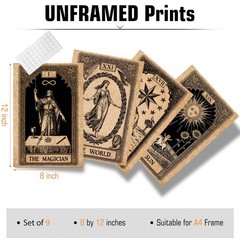 Tarot Wall Art Vintage Tarot Card Poster The Sun Moon Hermit Empress Prints G…