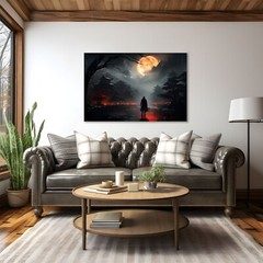Mystical Samurai Ancient Japanese Fantasy Painting Print Canvas Wall Art Warrior
