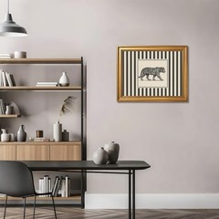 Gold Framed Vintage Tiger Wall Art Black and White Striped Wild Animal Poster…