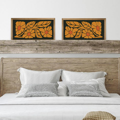 2Pcs Mid Century Modern Wall Decor, 15.7X7.9In Wooden Floral Abstract Wall Ar…