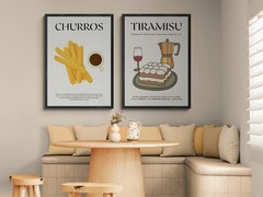 Churros Art | Spanish Kitchen Art | Dessert Poster | Pastries Art | Baking Gift