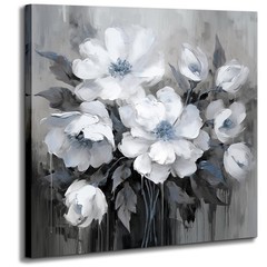 AnZhongArt Bathroom Canvas Art, Gray and White 12L» x 12W», B-2
