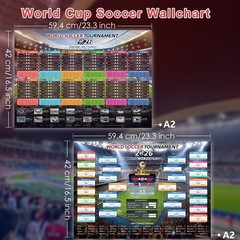 Large World Cup Tournament Schedule Poster, A2 Size23.3″ x 16.5″, 2 Pcs Socce…