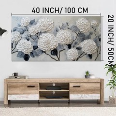White Floral Canvas Wall Art for Bedroom Large Botanical Landscape Modern Art…