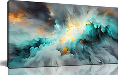 Modern Teal Abstract Wall Art Poster for Living Room & Office Decor 20″ x 40