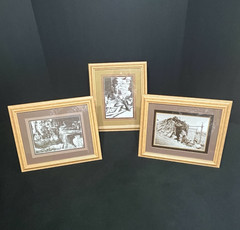 Set of 3 Framed Old / Vintage Native American Indian Craftsmen Photographs