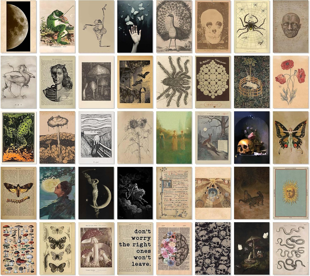 Vintage Posters for Room Aesthetic – 40pcs Vintage Art Wall Collage Kit, Fairyco