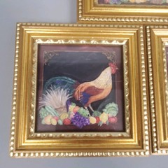 Rooster Chicken Farmhouse Framed Art 4″ X 4″ Kirkland’s Country Cottage Set of 3