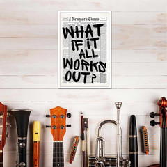 Retro Black And White Newspaper Poster What If It All Works Out Canvas Wall Art